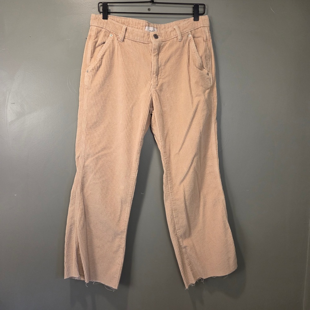 BDG Women's Corduroy Straight Leg Pants Distressed Hem, Size 6, Tan